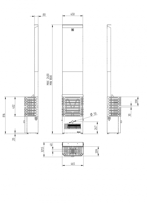 SAUNUM Primary 4,5/6kW Anthracite/Black